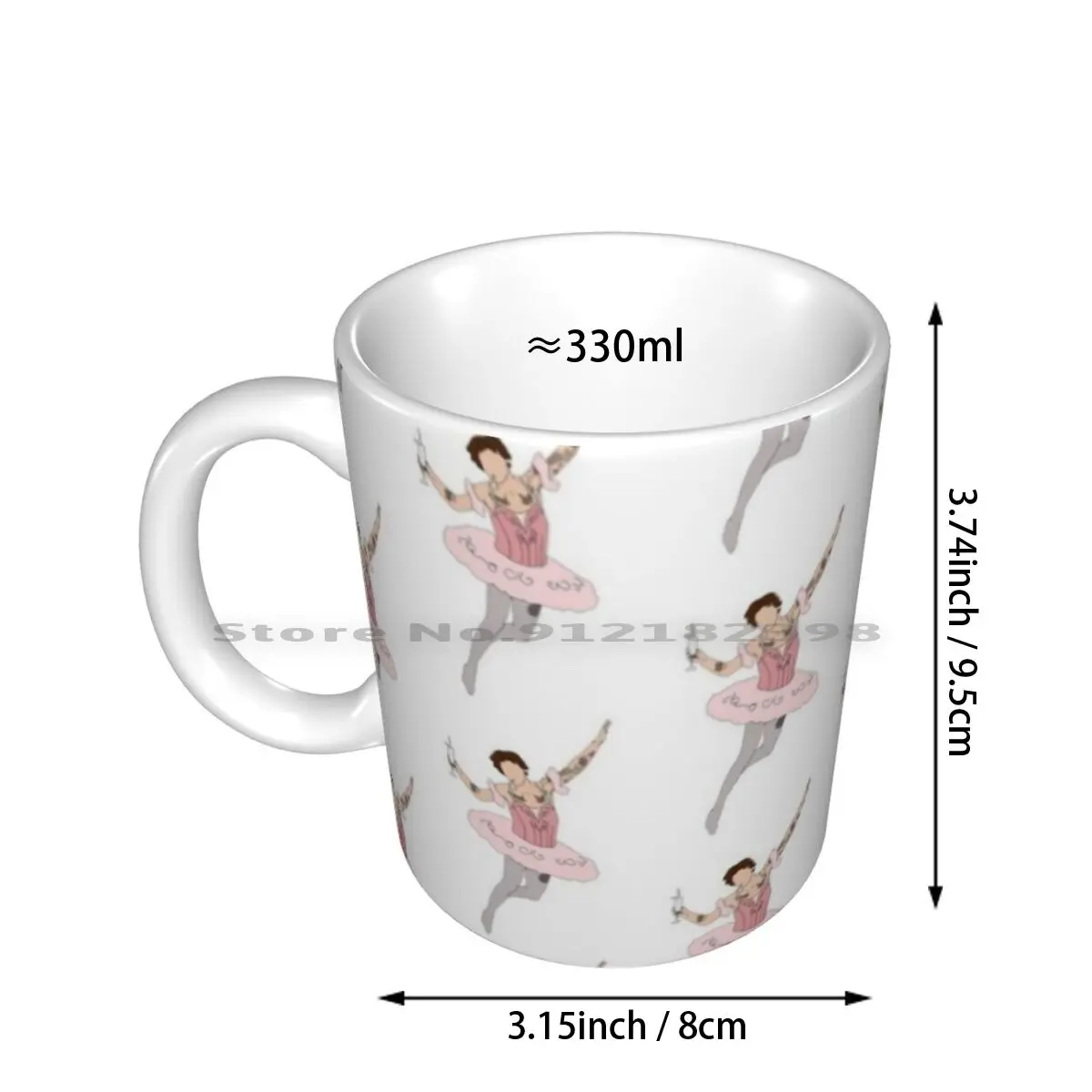 Ballerina Harry Ceramic Mugs Coffee Cups Milk Tea Mug Edgy Hair Man Man Bun Harry Music Pop Country Alternative Model Vine