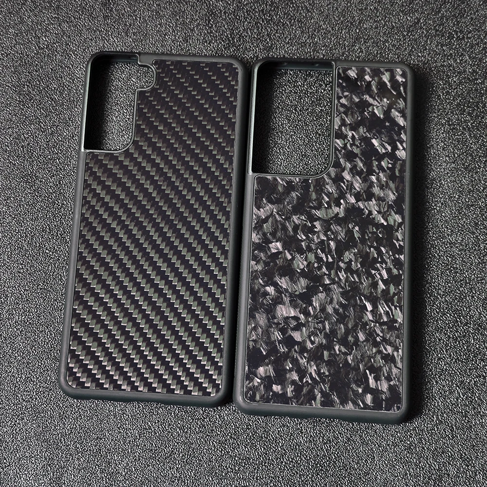 Gloss Carbon & Forged Carbon Fiber TPU edge Phone Case for Samsung Galaxy S21 Ultra Anti-fall S21 Plus S21+ Shell