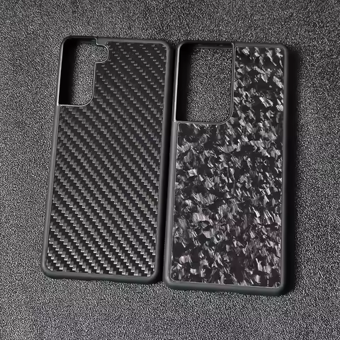 Gloss Carbon &amp; Forged Carbon Fiber TPU edge Phone Case for Samsung Galaxy S21 Ultra Anti-fall S21 Plus S21+ Shell