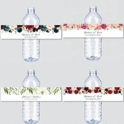 30 Pieces, Custom Personalized Floral Wedding Water Bottle Labels, Stickers, Birthday, Anniversary, Waterproof