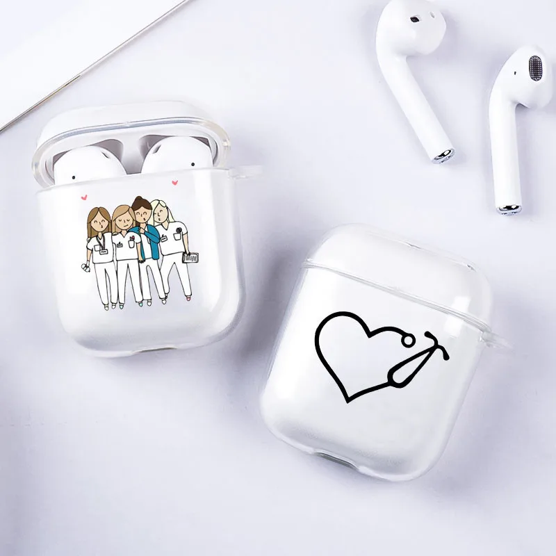 

Cartoon Medicine Doctor Nurse Earphone Cases for Airpods 1 2 Charging Box Cover for AirPods Soft Silicone Clear TPU Fundas Coque