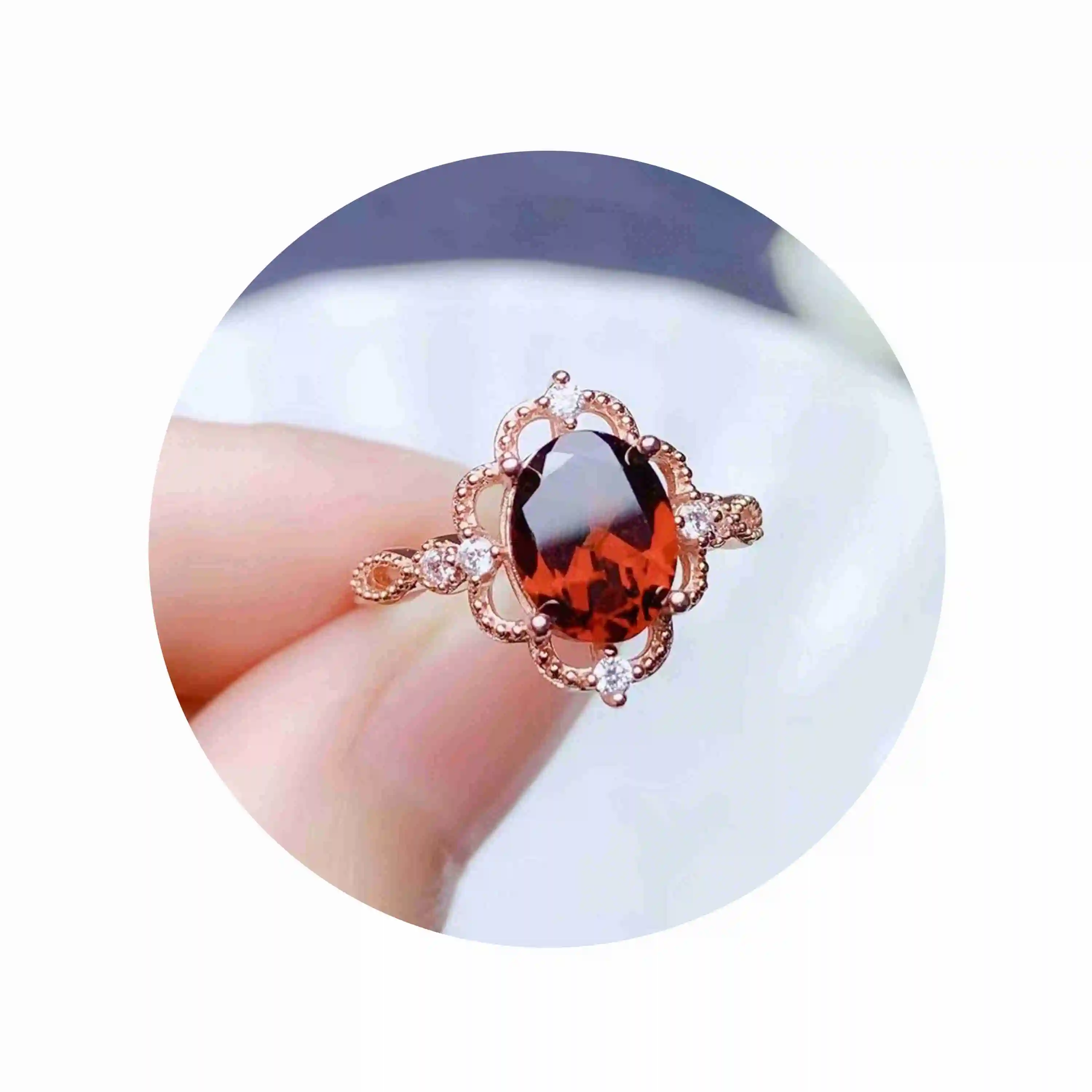 Multiple sizes oval rose gold silver Gems CZ stone prong bezel solid 925 sterling silver adjustable ring settings 1224009