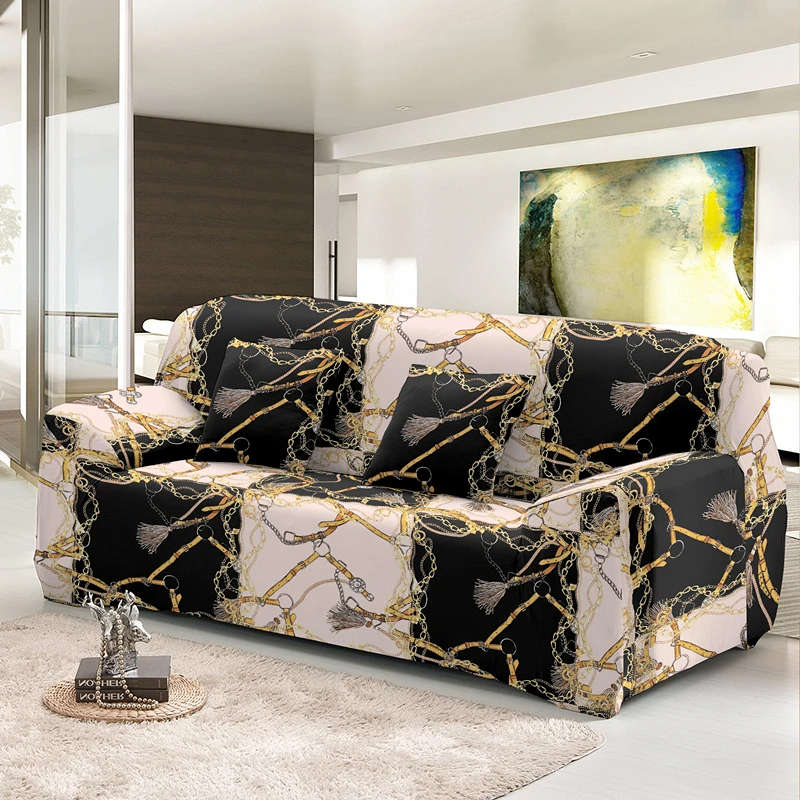 Fashion Geometric L Shape Sofa Cover For Living Room 1/2/3/4 Seaters Universal Size Elastic Slipcover Case Pillowcases Available