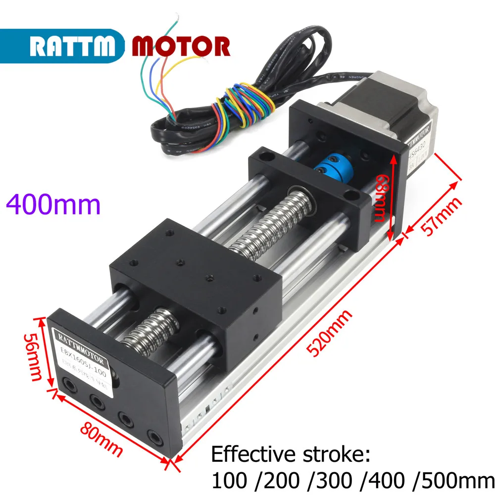 400mm Effective Stroke Travel CNC Linear Guide Stage Rail Motion Slide Table SFU1605 Ball Screw for 3D Printer