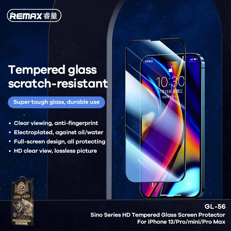 Remax Tempered Glass Full Screen Protector For iPhone 16 16Pro 16ProMax 15/14/13/12 Series 9H Hardness HD Vision