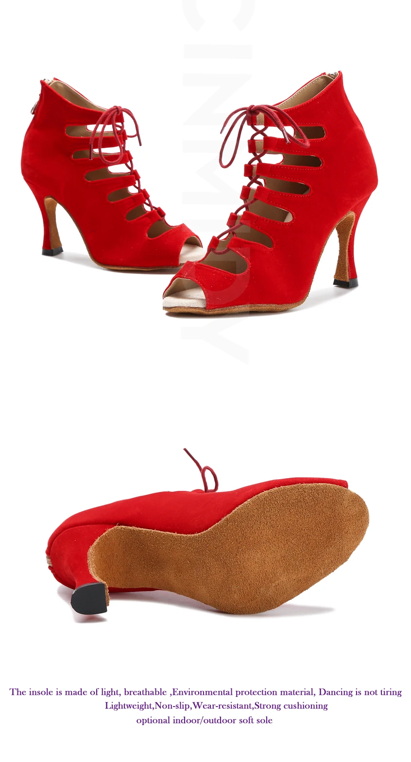 Schwarze Latein-Tanzschuhe für Damen Tango Salsa Rumba Ballroom Satin Tanzstiefel Damen Rote Sexy Pole Dance Schuhe Damen High Heels – Detail 23