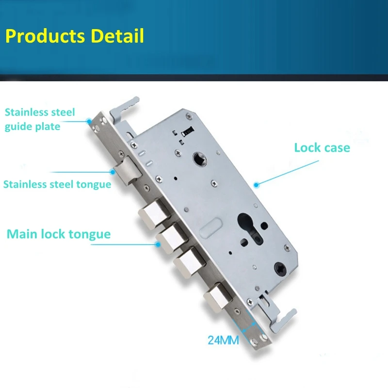 EGFirtor Metal Stainless Steel Electronic Lock Body Fingerprint Lock 240X24MM Square Bolt And Cylindrical Bolt