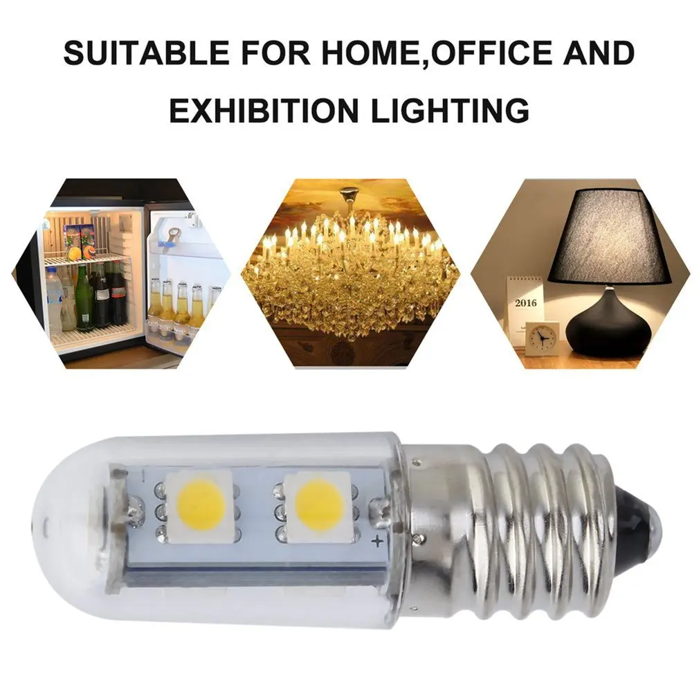 Mini E14 1W 7 LED 5050 SMD Warm White Light For Sewing Machine Refrigerator Lamp 220V LED Bulb