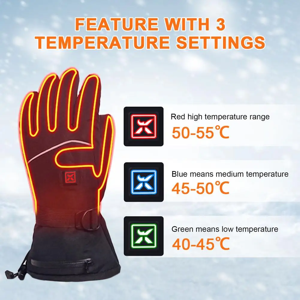 Unisex Skiing Heated Gloves Rechargeable Electric Warm Gloves Winter Outdoor Warm Heating Gloves Cycling Motocycling Accessories