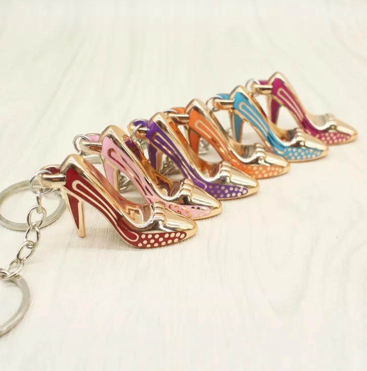 Factory direct sales personalized creative gifts wholesale acrylic simulation high heels keychain chain ring small shoes pendant