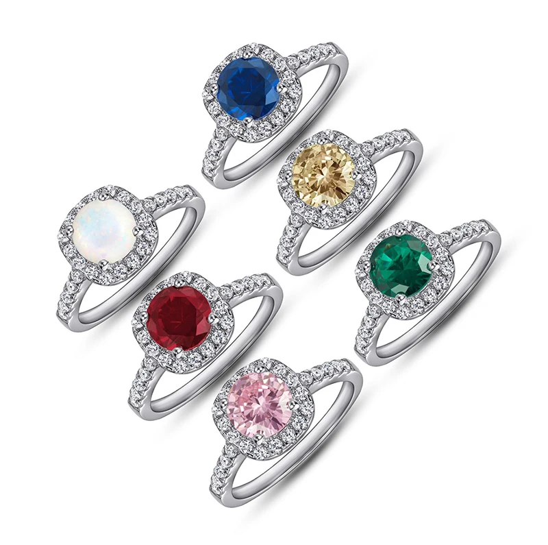 Luxury Ring For Woman Pure 100% 925 Sterling Silver Zircon Rings Multi-color Rhinestone Wedding Bride Jewelry Anniversary Gift