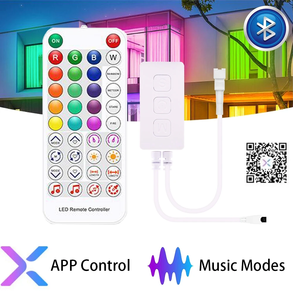 bluetooth music led strip controller para iluminacao enderecavel usb dc ws2812b ws2811 sp611e chaves ir38 app remoto dc5v24v 01