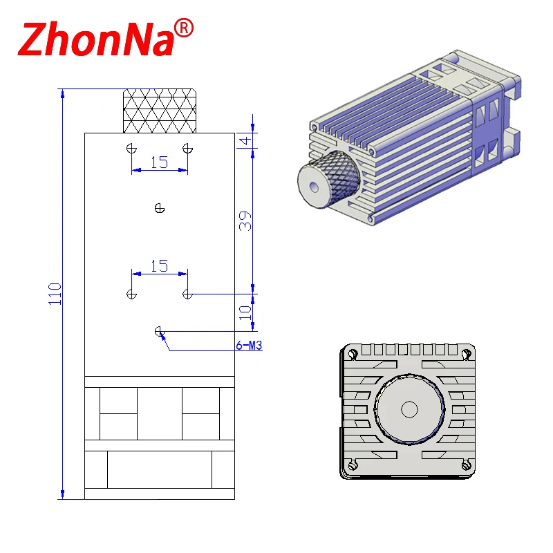 High-power Laser Focusing Laser Head 19.5*27mm Built-in Glass Lens Thread M9*0.5P