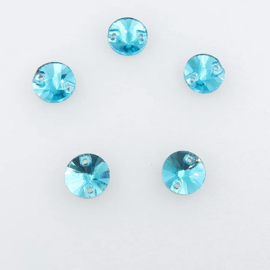 Rivoli runde Glas-Kristall-Flachsteine mit 2 Löchern, 6 Größen, zum Aufnähen, Strass-Perlen, Kristalle für Hochzeitskleider, Schuhe, Taschen, DIY – Detail 6
