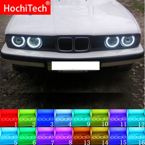 Аксессуары для BMW E30, E32, E34, фара, разноцветная, разноцветная, RGB, ранцевые глаза ангела, ДХО, Радиочастотный пульт дистанционного управления