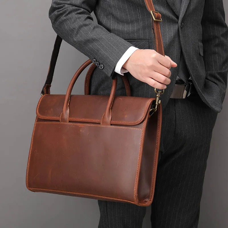 Luufan Genuine Leather Men Briefcase 13.3