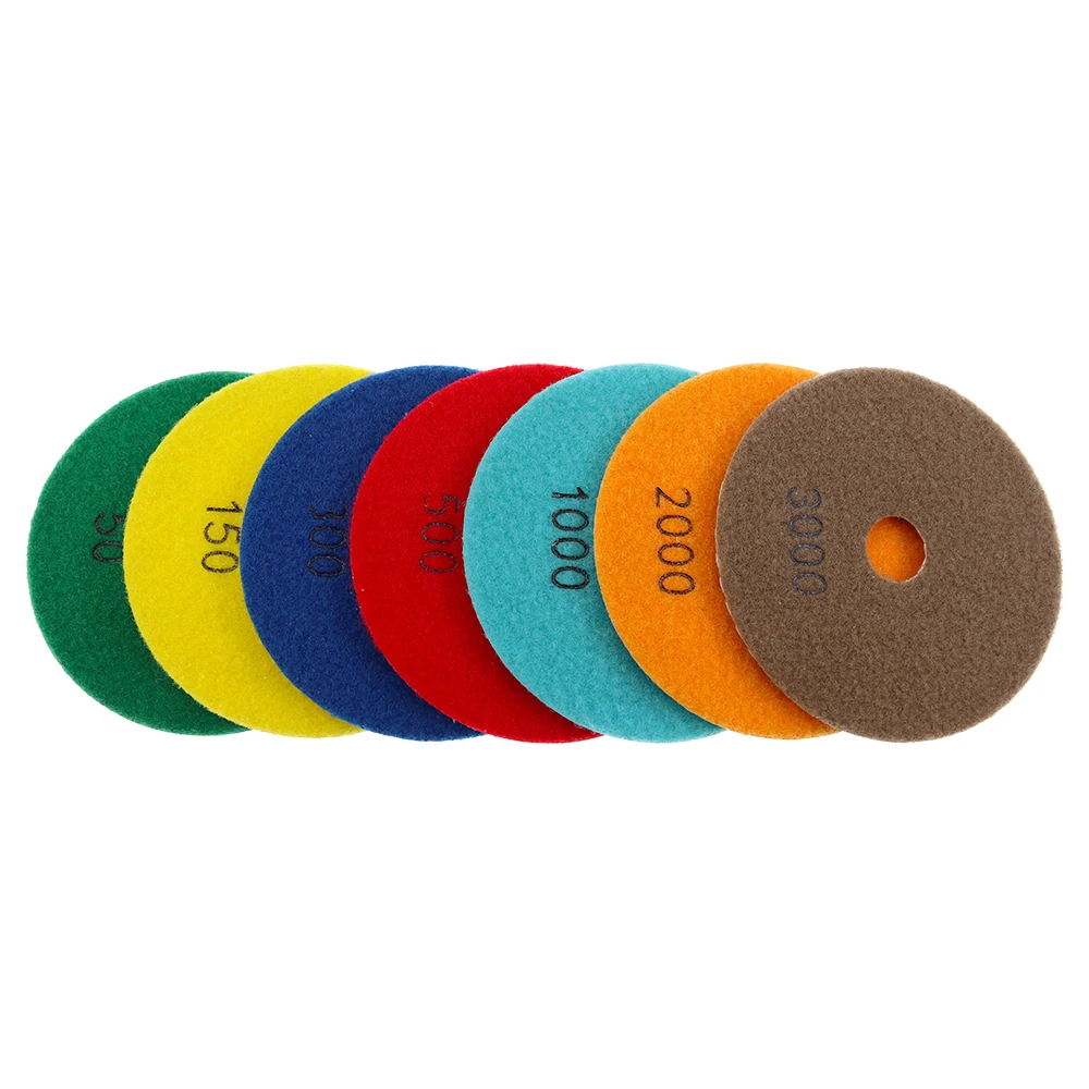 Imagem -02 - Diamond Wet Polishing Pad Rodas de Moagem Flexíveis para Pedra de Mármore de Granito Disco de Lixamento tipo Spin Branco 125 mm Pcs 5