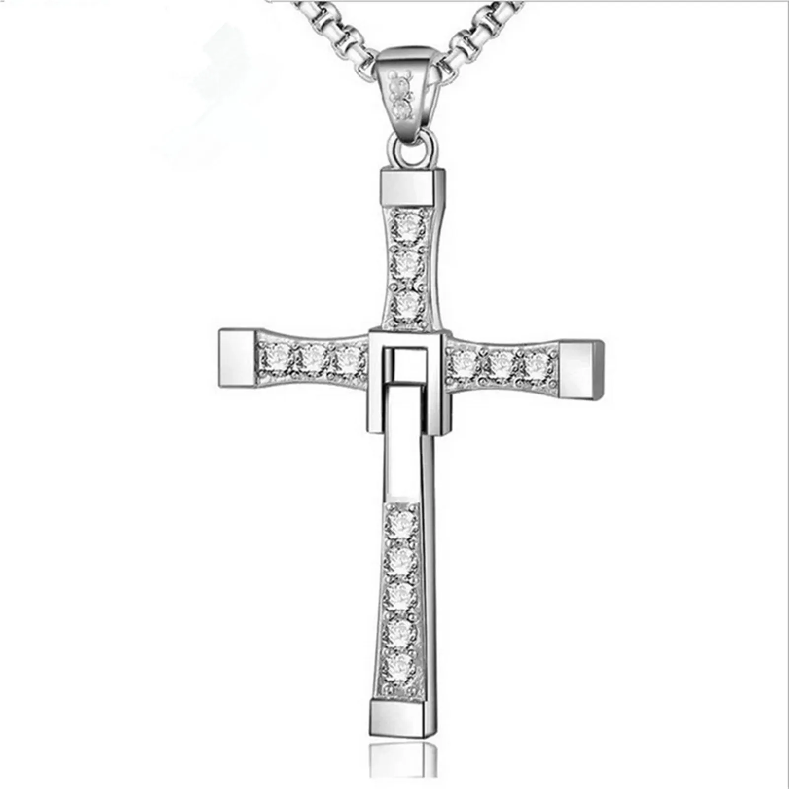 Cross Jesus Christ Pendant Fast and Furious Dominic Toretto Stainless Steel Titanium Cross Necklace for BF Colgante de Cruz