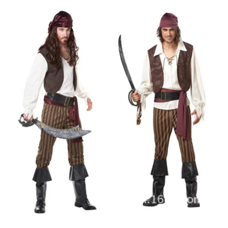 

Rogue Pirate Costume Halloween Men Pirates of the Caribbean pirate clothing fat people dress uniforms