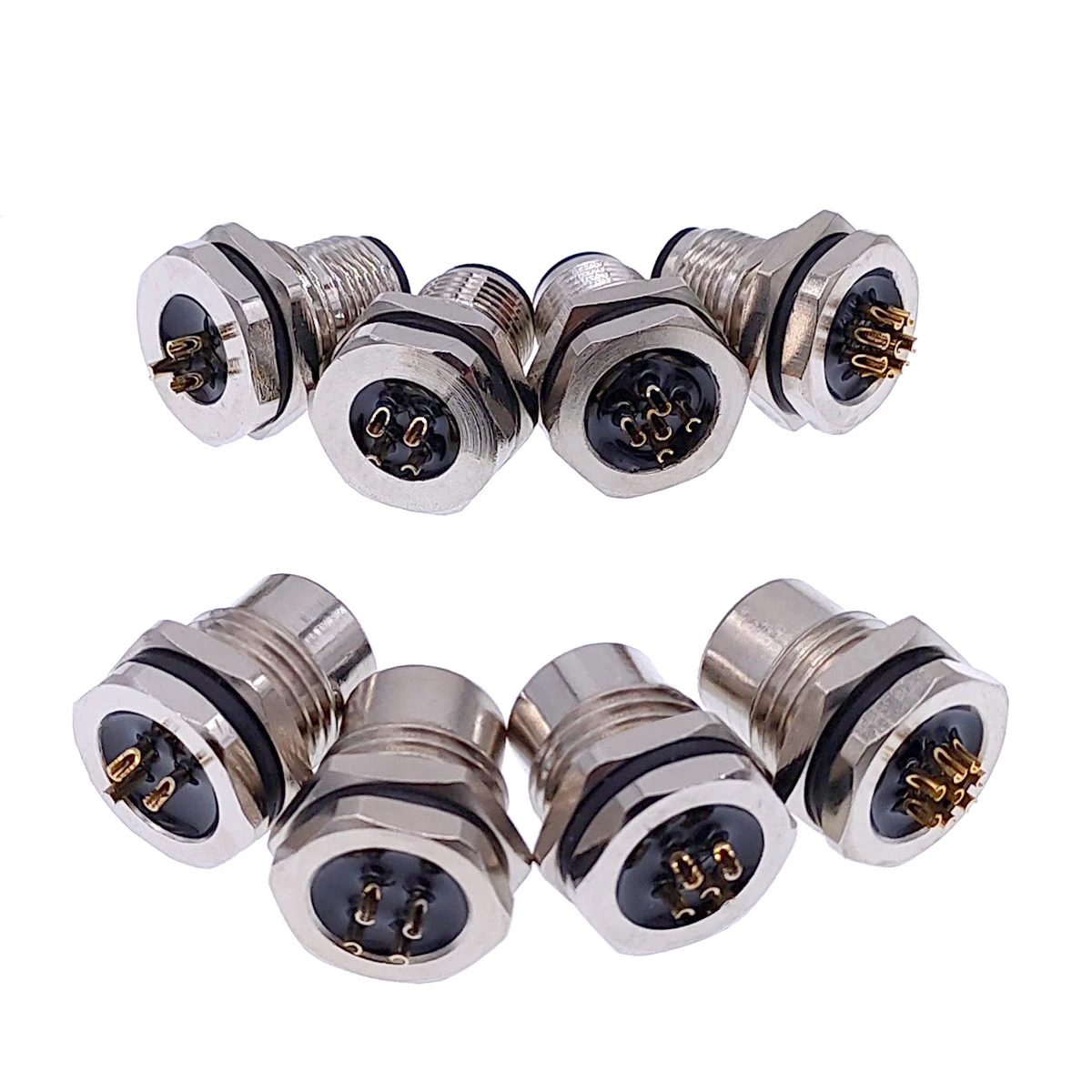 M1216 Front nut flange socket 3/4/5/8pin screw threaded male female M16 M12 waterproof sensor connector mounting hole 16mm