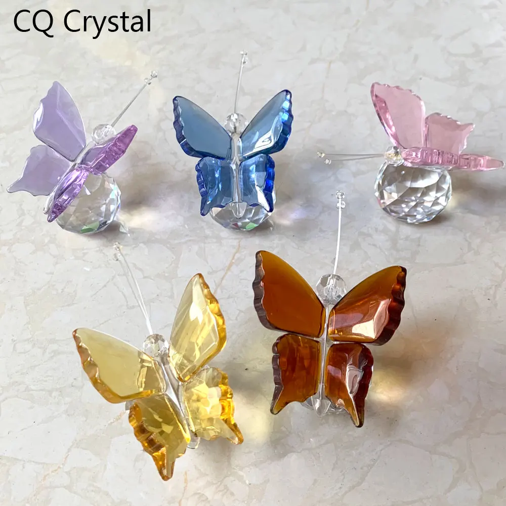 Figuritas de animales de cristal de mariposa elegante, artesanía de pisapapeles, adorno de mesa, decoración de boda en casa, regalo de Navidad para niños,