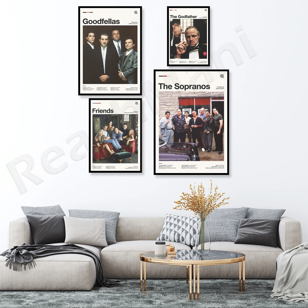 Movie Poster Print-The Godfather-The Sopranos-Friends-Goodfellas-Movie Poster Wall Art Vintage Print Poster