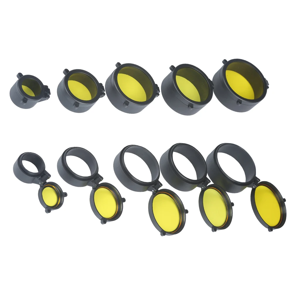 1pc Yellow Sight Quick Flip Spring Up Open Lens Cover Cap For Caliber Hunting Scope Mounts Rifles Red Laser 28 Different Sizes