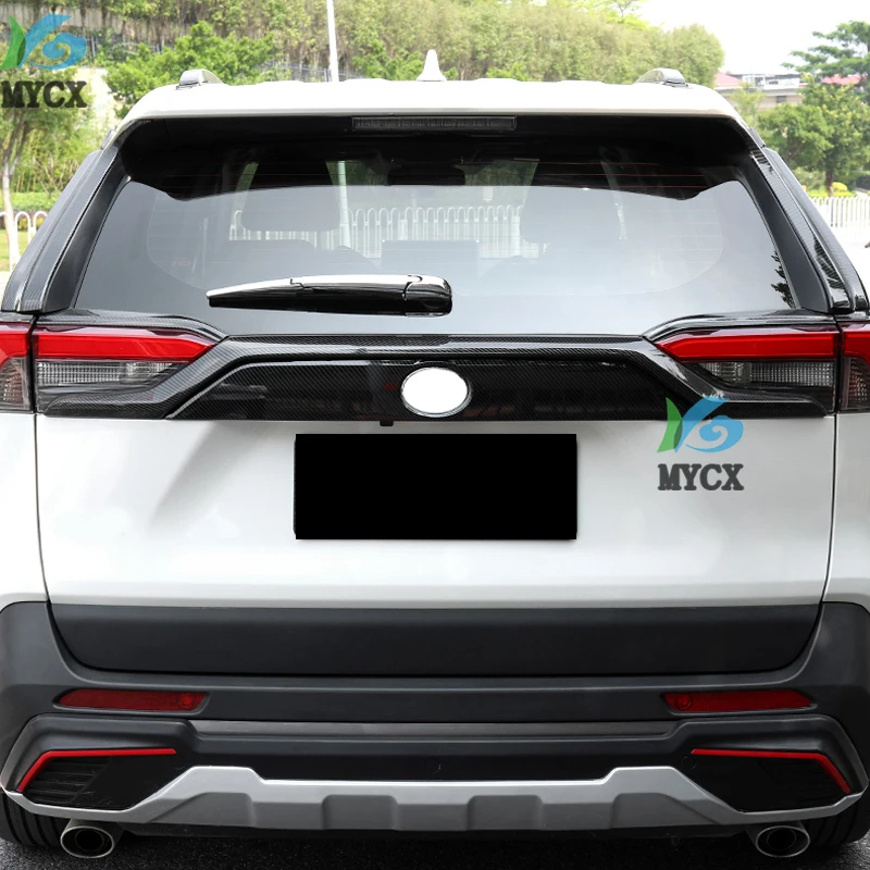 

ABS Chrome Car Auto Decoration Rear Trunk Streamer Tail Gate Cover Trim For Toyota RAV4 2019 2020 5th Accessories carbon fiber