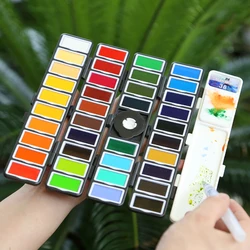 Superior 18/38 Colors Fold Solid Watercolor Paint Set With Water  Gifts Box Watercolor Pigment For painting Water color