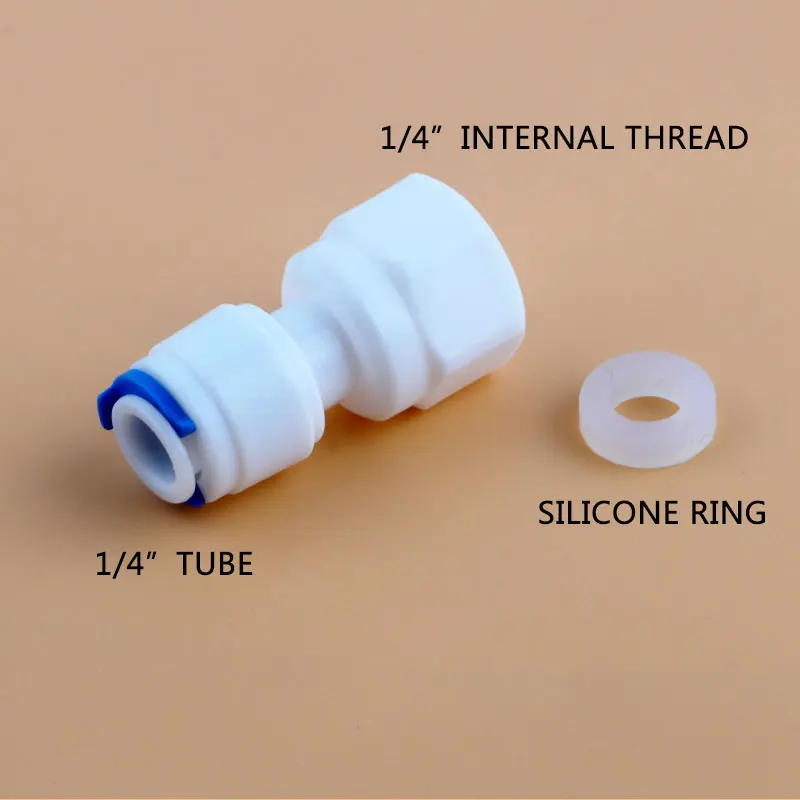 1/4 "Bên Trong Sợi Chỉ Đến Năm 1/4" Ống Áp Adapter Thẳng Kết Nối Nhanh RO Nước Đường Kính Trong 12.5MM kèm Ống