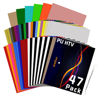 HTVRONT 47Pcs PU Heat Transfer Vinyl 12x10inch HTV Vinyl Roll for T-Shirts Fabric, Cotton, Pillow, Iron On Vinyl For All Cutter