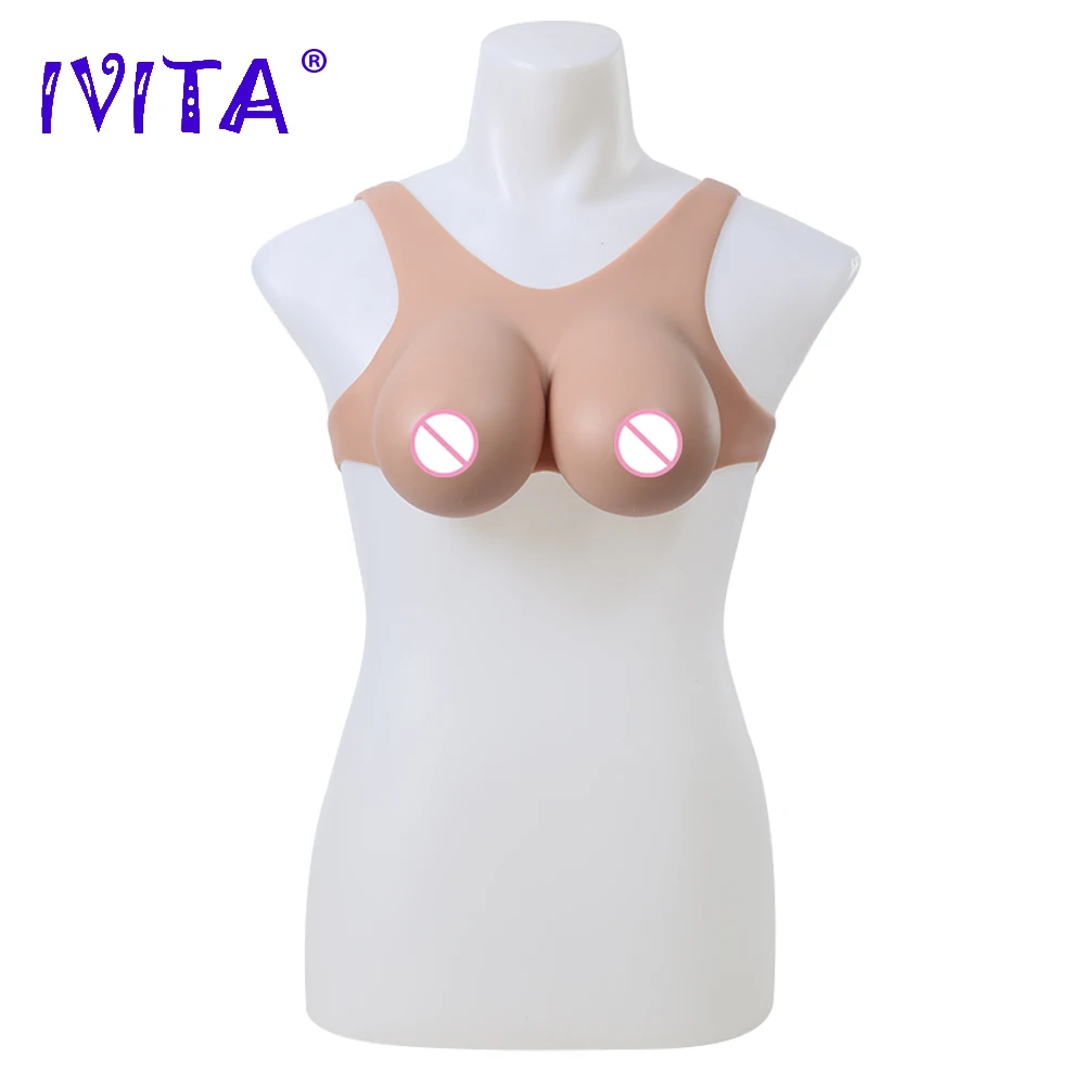 

IVITA 100% Silicone Breast Forms Protheses Realistic Fake Boobs Enhancer for Crossdressing Drag Queen Shemale Transgender C Cup