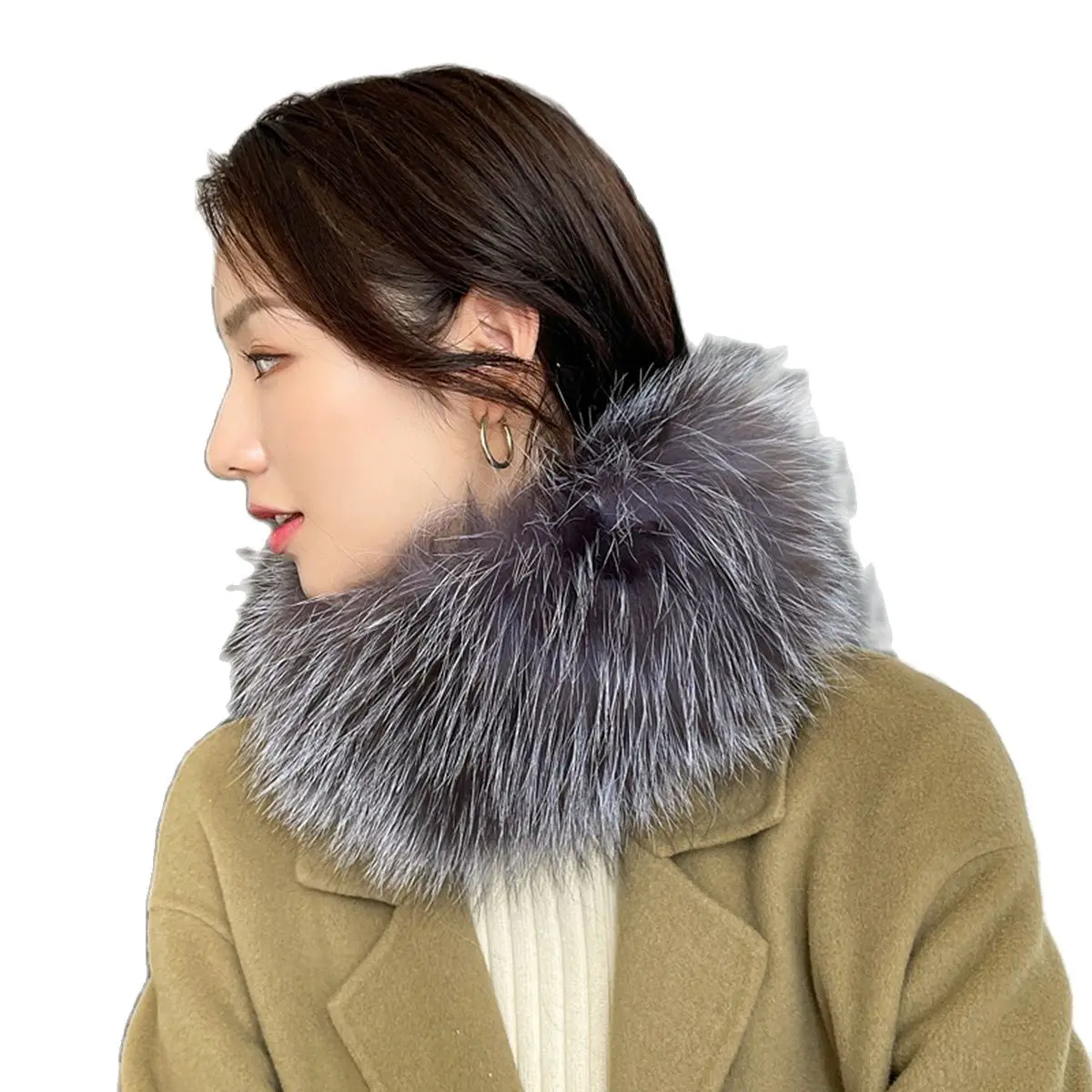 Real Animal Fur Collar, Real Fox Fur Scarf, Female Hair Band, Fall/winter Stretch Fur Hair Band, Fur headband, warm bib hat