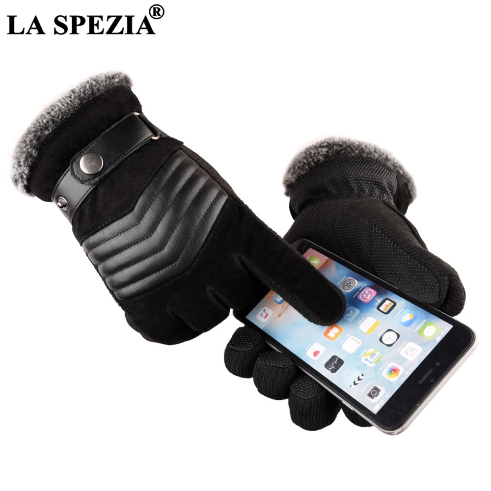 LA SPEZIA Guantes de cuero marrón para hombre piel de cerdo auténtica Rusia Guantes de invierno cálidos y gruesos para conducir esquí Guantes para