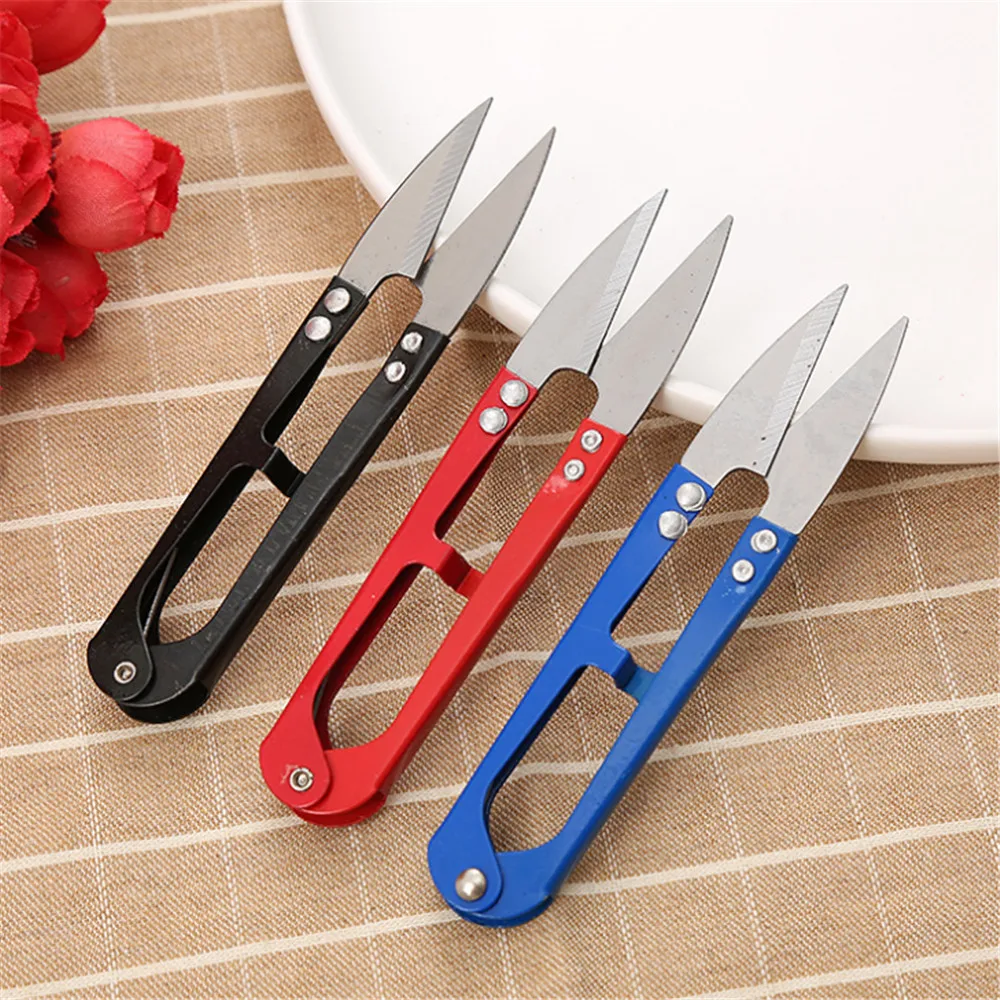 1Pcs Mini Useful Stainless Steel Stitch U-Shape Use Scissors Cut Fishing Line Trimming Nipper Essential  Fishing Accessories