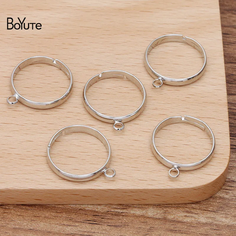 BoYuTe (50 Pieces/Lot) 5 Colors Inner 18MM Diameter Adjustable Ring Base Settings with One Loop Diy Jewelry Accessories Parts image 4