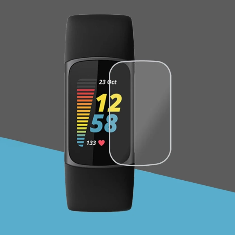 5x Soft TPU pellicola protettiva trasparente adatta per-Fitbit Charge 5 Smart Band Wristband accessori per la protezione dello schermo