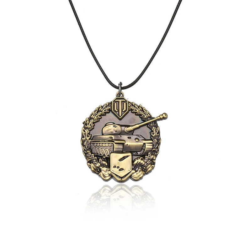 Game World Of Tanks Necklace Cosplay Letter Logo Round Neck Chain Pendant Collar Charm Gift For Brothers Men Fans Accessories