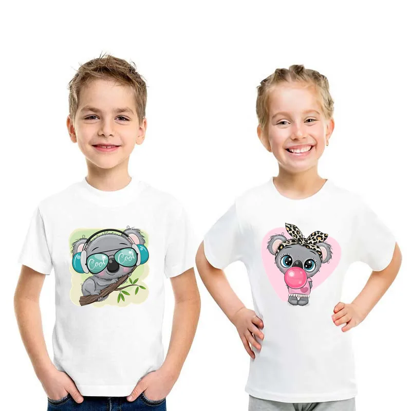 Summer Kids T Shirt Koala On The Tree Cartoon Print Funny Animal Boys T shirt Casual Baby Girls Clothes Children Tops,HKP5445