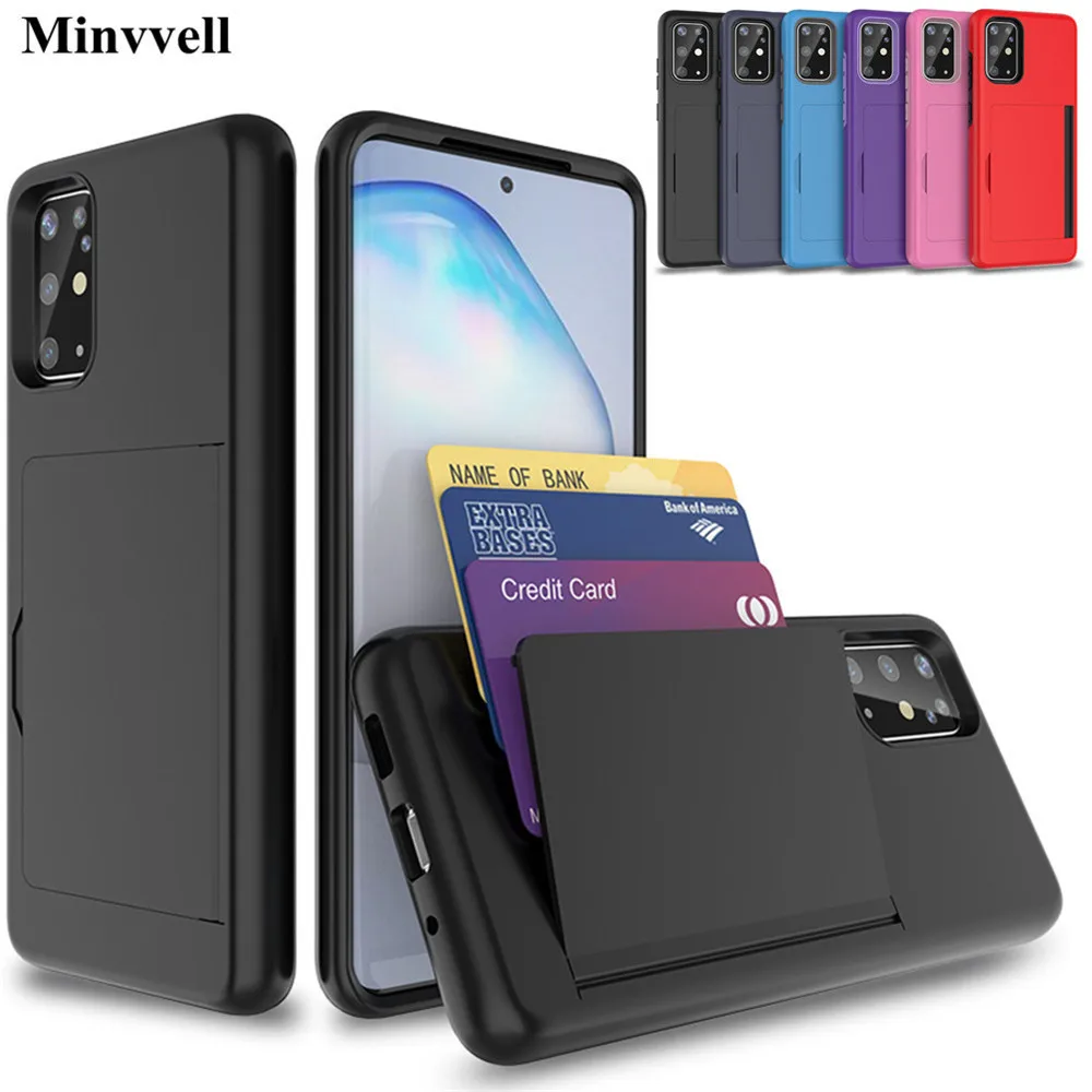 

For Samsung Galaxy S20 Plus Ultra S20+ Case Candy Color Armor Business Card Slot Cover For Samsung S20plus S10 Note 10 Plus 5G