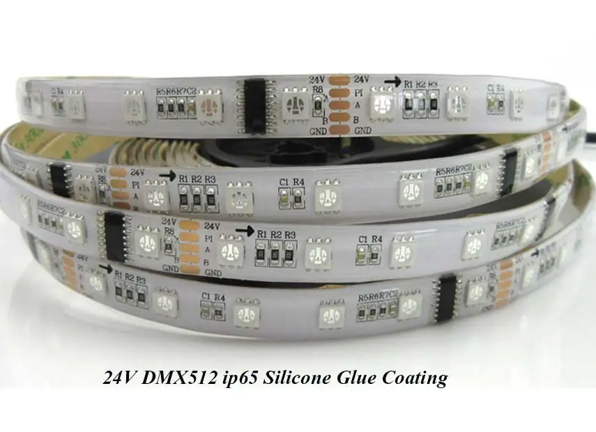 

DMX signal pixel strip DC24V addressable LED pixel strip UCS512 IC Full color RGB SMD5050 60LE/ 10pixels /meter 12MM White PCB