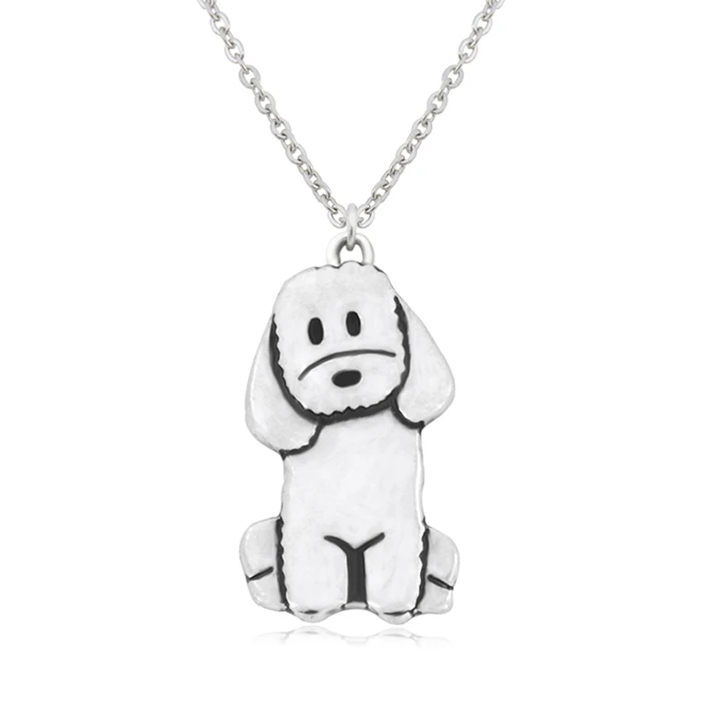 Poodle & Labradoodle Dog Puppy Pendant Necklace For Women Men Stainless Steel long Chain Dog Mom Lover Necklace Kids Jewelry