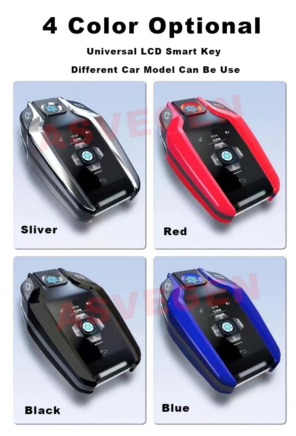 Universal LCD Smart Key Cover Upgrade Version For All Car Models Keyless With One-Key Start