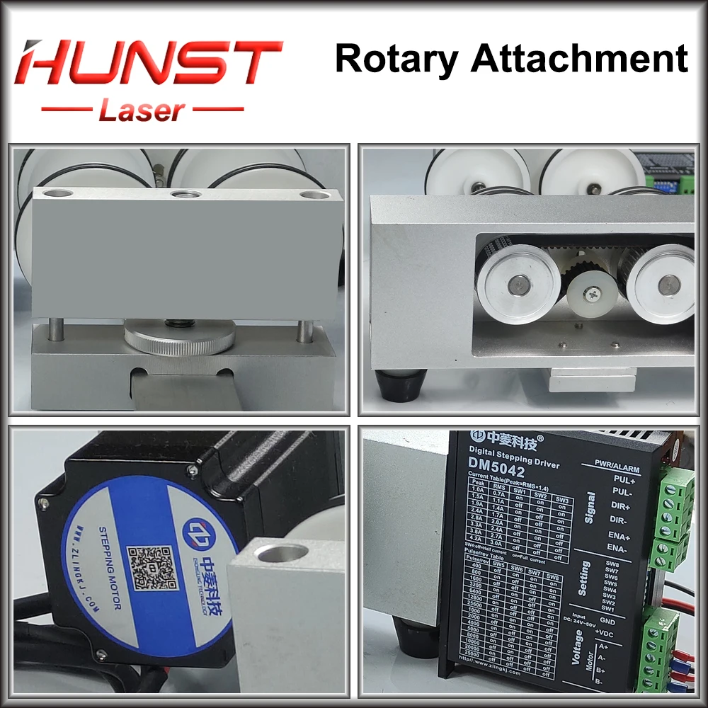 Hunst – fixation rotative avec rouleaux, moteurs pas à pas, axe de Rotation pour Machine de découpe et gravure Laser