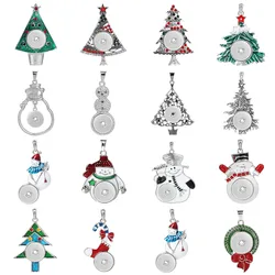 Snap Jewelry Christmas Snowman Tree Snap Button Pendant Necklace Fit 20mm 18mm Snap Buttons Pendant DIY Accessories