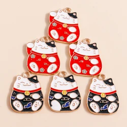 10pcs Lovely Chinese Lucky Cat Charms for Jewelry Making Handmade DIY Cute Animal Charms Pendants Necklaces Earrings Accessories