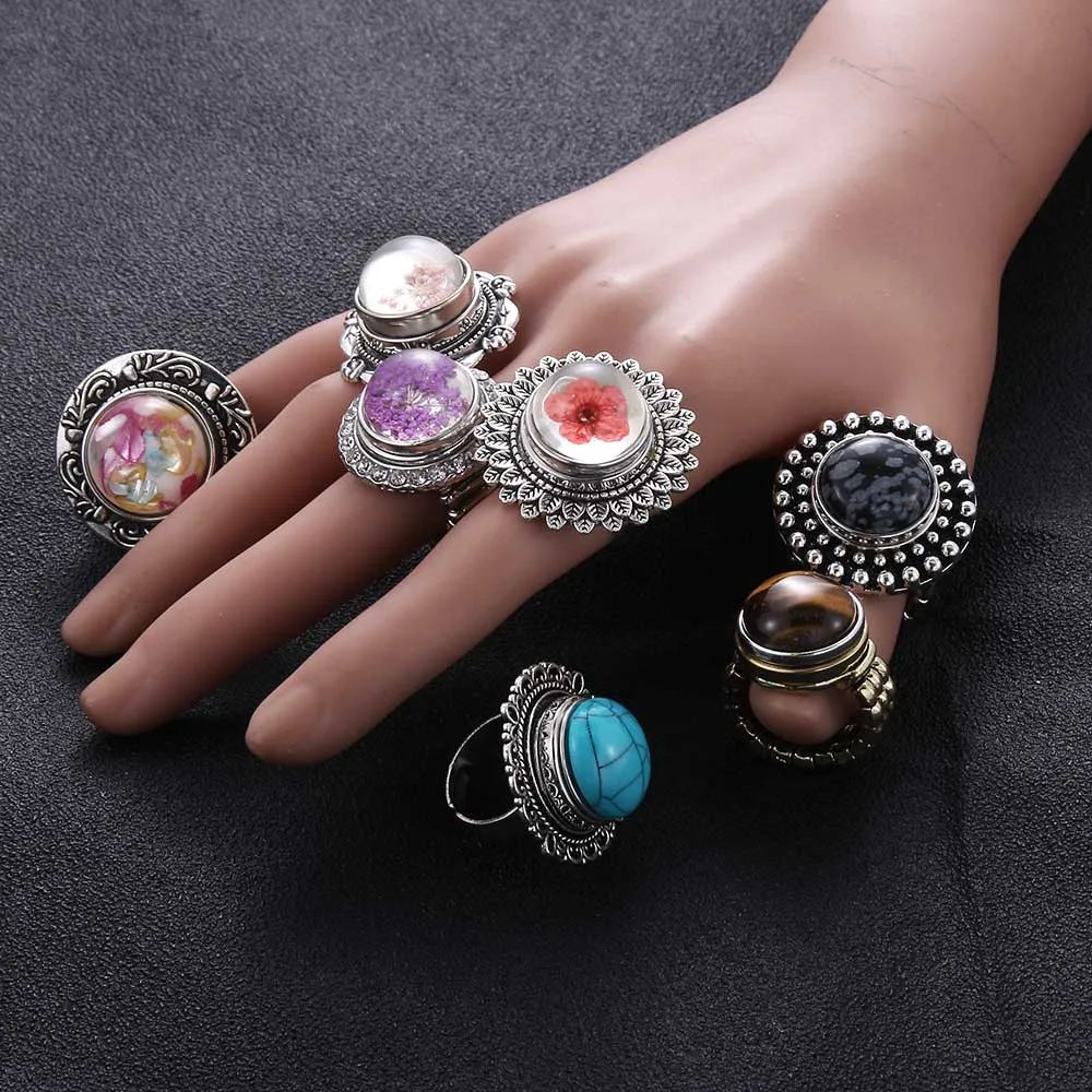 New Snap Jewelry Metal Snap Button Ring 18mm 12mm DIY Party Ring Interchangeable Rings for Women Men Rings