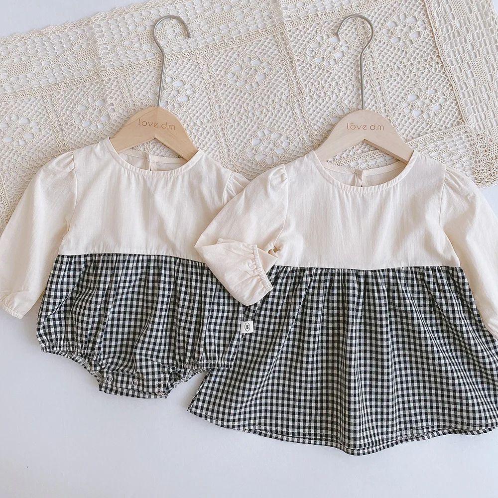 2026 Herbst Babykleidung 2-teiliges Set Geschwisterkleidung Baby Mädchen Body Große Schwestern Kleid Kleinkind Anzug – Detail 7