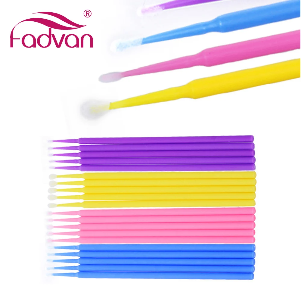 200Pcs Makeup Micro Brushes Swab False Eyelash Extension Glue Cleaning Brush for Makeup Fadvan Fake Lashes Extension Supplies