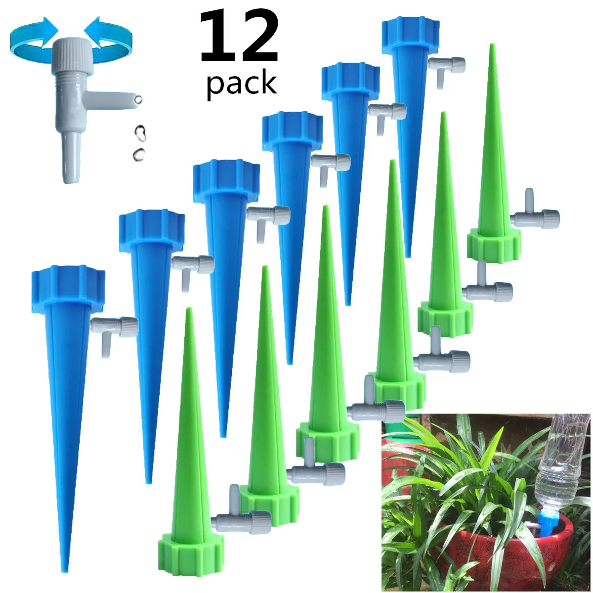 1/6/12PCS Automatic Drip Irrigation Tool Spikes Automatic Flower Plant Garden Watering Kit Adjustable Water Self-Watering Device